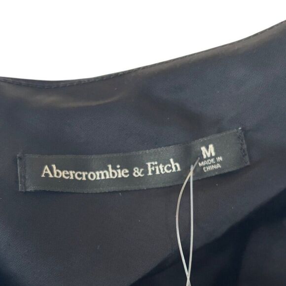 NWT Abercrombie & Fitch One Shoulder Knotted Satin Midi Dress Wedding Guest LBD - Picture 4 of 4